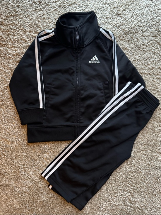 adidas Other - Adidas Toddler Black Track Jacket & Pants Set with White Stripes (12M) Like New